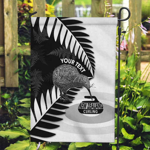 New Zealand Silver Fern Curling Personalised Garden Flag Aotearoa Kiwi Ponga Black White Version - Aussie Hoodie