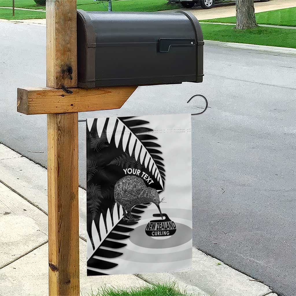 New Zealand Silver Fern Curling Personalised Garden Flag Aotearoa Kiwi Ponga Black White Version - Aussie Hoodie