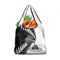 New Zealand Silver Fern Curling Personalised Grocery Bag Aotearoa Kiwi Ponga Black White Version - Aussie Hoodie