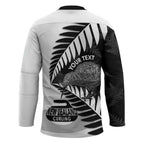 New Zealand Silver Fern Curling Personalised Hockey Jersey Aotearoa Kiwi Ponga Black White Version - Aussie Hoodie