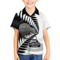 New Zealand Silver Fern Curling Personalised Kid Hawaiian Shirt Aotearoa Kiwi Ponga Black White Version - Aussie Hoodie
