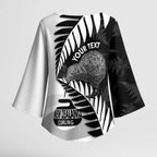 New Zealand Silver Fern Curling Personalised Kimono Sleeve Blouse Aotearoa Kiwi Ponga Black White Version - Aussie Hoodie
