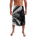 New Zealand Silver Fern Curling Personalised Lavalava Aotearoa Kiwi Ponga Black White Version - Aussie Hoodie