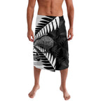 New Zealand Silver Fern Curling Personalised Lavalava Aotearoa Kiwi Ponga Black White Version - Aussie Hoodie