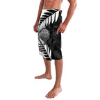 New Zealand Silver Fern Curling Personalised Lavalava Aotearoa Kiwi Ponga Black White Version - Aussie Hoodie
