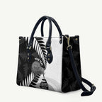 New Zealand Silver Fern Curling Personalised Leather Bag Aotearoa Kiwi Ponga Black White Version - Aussie Hoodie
