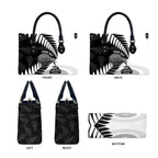 New Zealand Silver Fern Curling Personalised Leather Bag Aotearoa Kiwi Ponga Black White Version - Aussie Hoodie