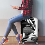 New Zealand Silver Fern Curling Personalised Luggage Cover Aotearoa Kiwi Ponga Black White Version - Aussie Hoodie