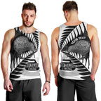 New Zealand Silver Fern Curling Personalised Men Tank Top Aotearoa Kiwi Ponga Black White Version - Aussie Hoodie
