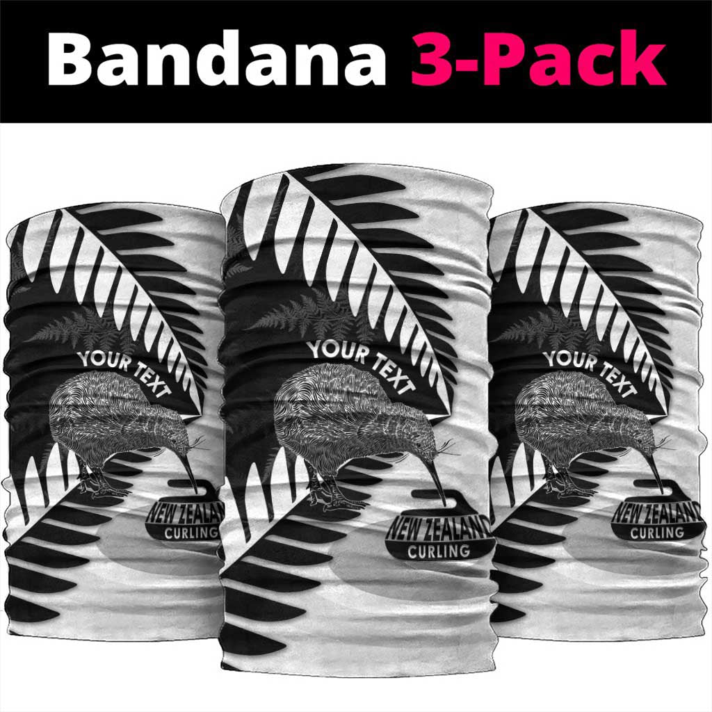 New Zealand Silver Fern Curling Personalised Neck Gaiter Aotearoa Kiwi Ponga Black White Version - Aussie Hoodie