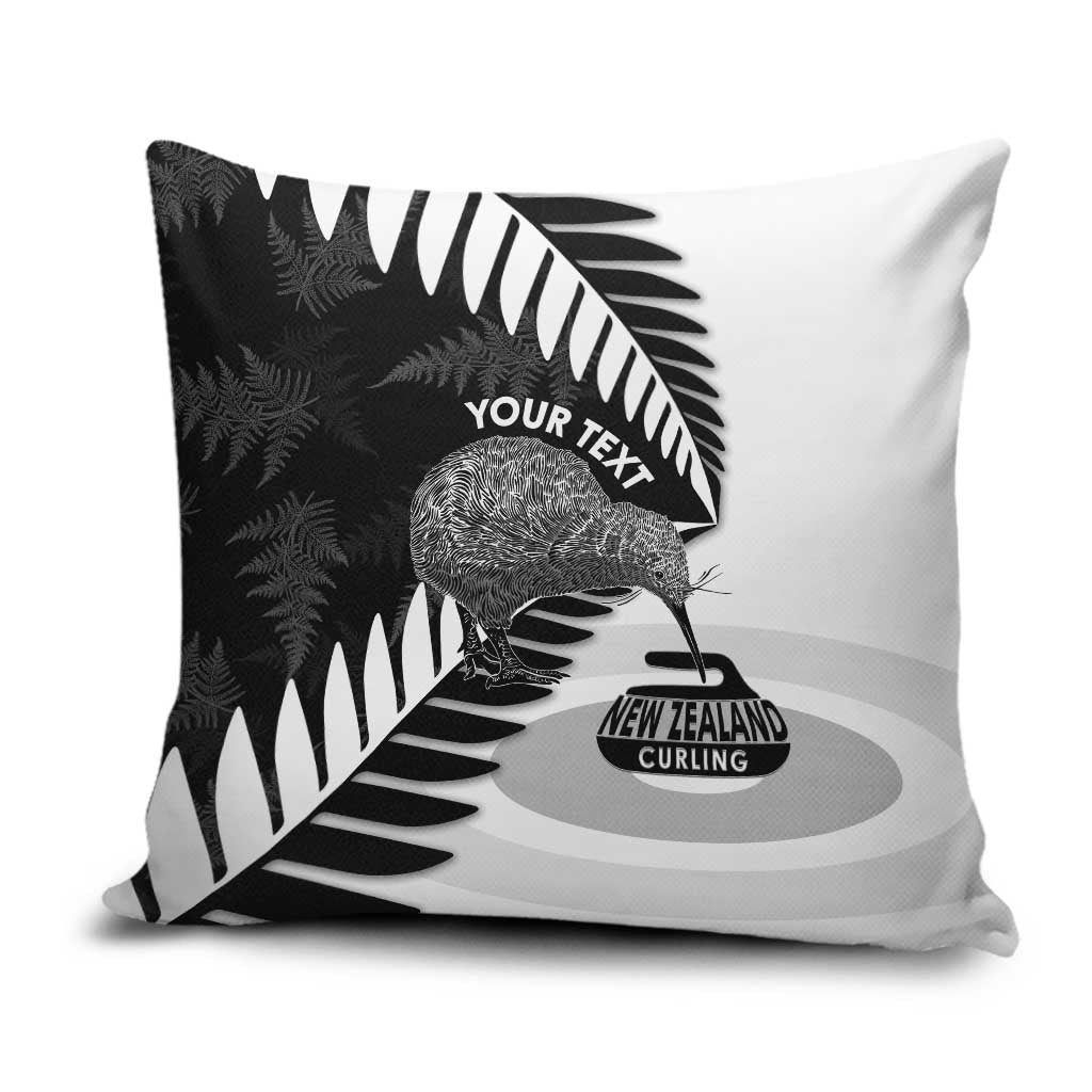 New Zealand Silver Fern Curling Personalised Pillow Cover Aotearoa Kiwi Ponga Black White Version - Aussie Hoodie
