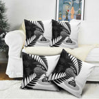 New Zealand Silver Fern Curling Personalised Pillow Cover Aotearoa Kiwi Ponga Black White Version - Aussie Hoodie