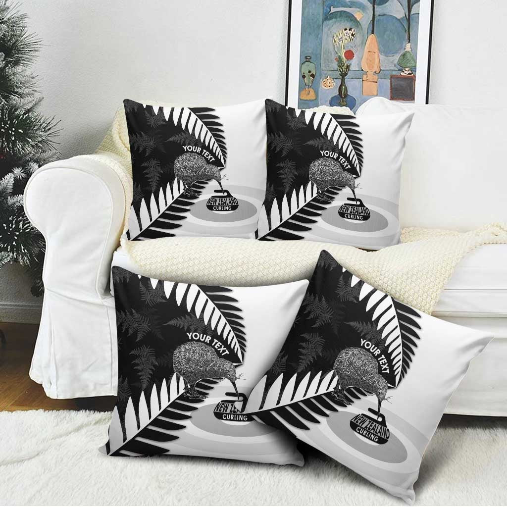 New Zealand Silver Fern Curling Personalised Pillow Cover Aotearoa Kiwi Ponga Black White Version - Aussie Hoodie