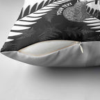 New Zealand Silver Fern Curling Personalised Pillow Cover Aotearoa Kiwi Ponga Black White Version - Aussie Hoodie