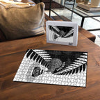New Zealand Silver Fern Curling Personalised Puzzle Aotearoa Kiwi Ponga Black White Version - Aussie Hoodie