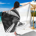 New Zealand Silver Fern Curling Personalised Sarong Aotearoa Kiwi Ponga Black White Version - Aussie Hoodie