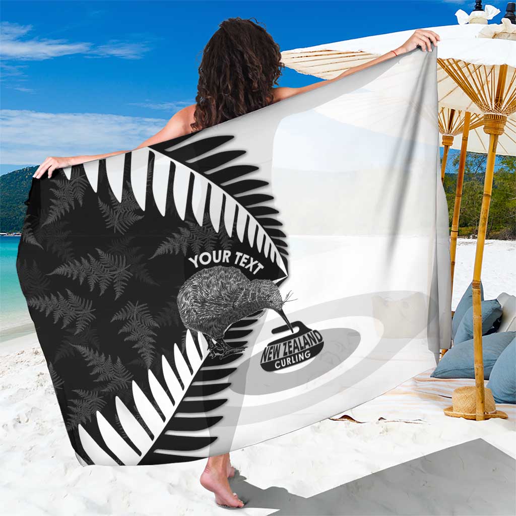 New Zealand Silver Fern Curling Personalised Sarong Aotearoa Kiwi Ponga Black White Version - Aussie Hoodie