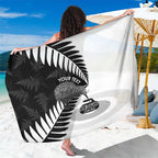 New Zealand Silver Fern Curling Personalised Sarong Aotearoa Kiwi Ponga Black White Version - Aussie Hoodie
