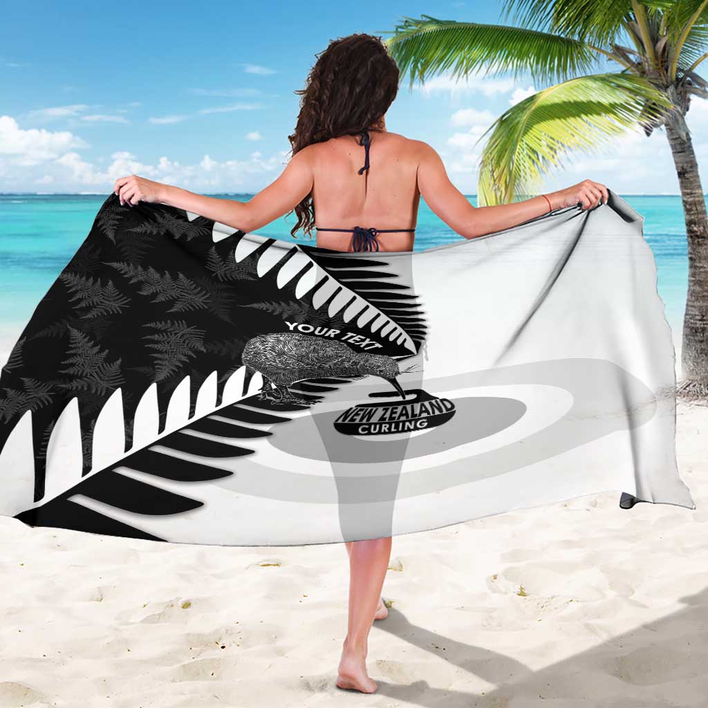 New Zealand Silver Fern Curling Personalised Sarong Aotearoa Kiwi Ponga Black White Version - Aussie Hoodie