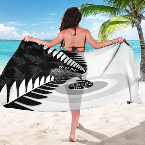 New Zealand Silver Fern Curling Personalised Sarong Aotearoa Kiwi Ponga Black White Version - Aussie Hoodie