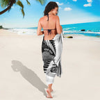 New Zealand Silver Fern Curling Personalised Sarong Aotearoa Kiwi Ponga Black White Version - Aussie Hoodie