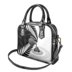 New Zealand Silver Fern Curling Personalised Shoulder Handbag Aotearoa Kiwi Ponga Black White Version - Aussie Hoodie