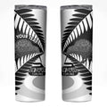 New Zealand Silver Fern Curling Personalised Skinny Tumbler Aotearoa Kiwi Ponga Black White Version - Aussie Hoodie