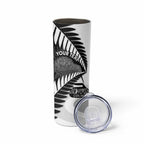 New Zealand Silver Fern Curling Personalised Skinny Tumbler Aotearoa Kiwi Ponga Black White Version - Aussie Hoodie
