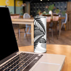 New Zealand Silver Fern Curling Personalised Skinny Tumbler Aotearoa Kiwi Ponga Black White Version - Aussie Hoodie