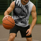 New Zealand Silver Fern Curling Personalised Sleeveless Hoodie Aotearoa Kiwi Ponga Black White Version - Aussie Hoodie