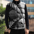 New Zealand Silver Fern Curling Personalised Sleeveless Puffer Jacket Aotearoa Kiwi Ponga Black White Version - Aussie Hoodie