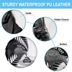 New Zealand Silver Fern Curling Personalised Spare Tire Cover Aotearoa Kiwi Ponga Black White Version - Aussie Hoodie