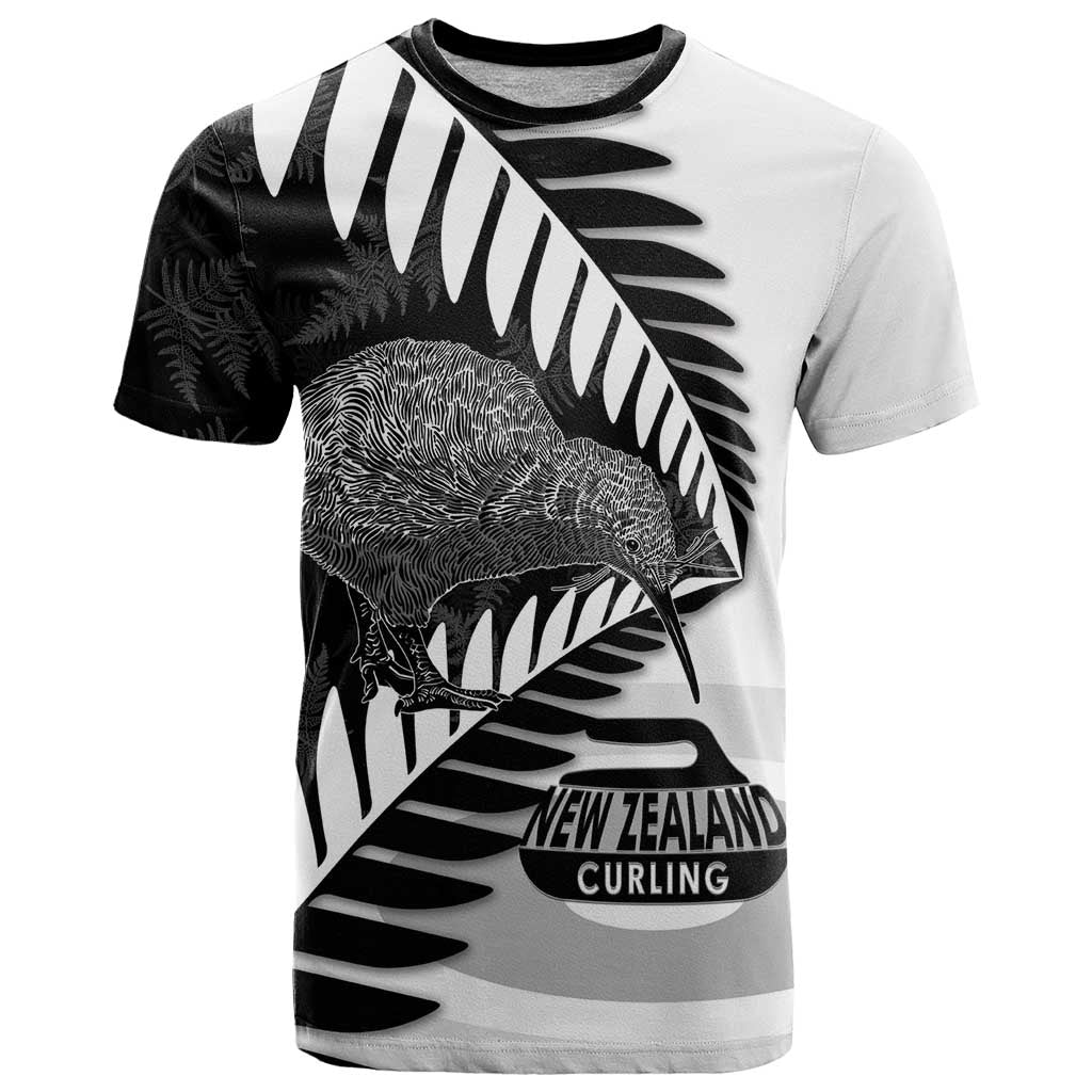 New Zealand Silver Fern Curling Personalised T Shirt Aotearoa Kiwi Ponga Black White Version - Aussie Hoodie