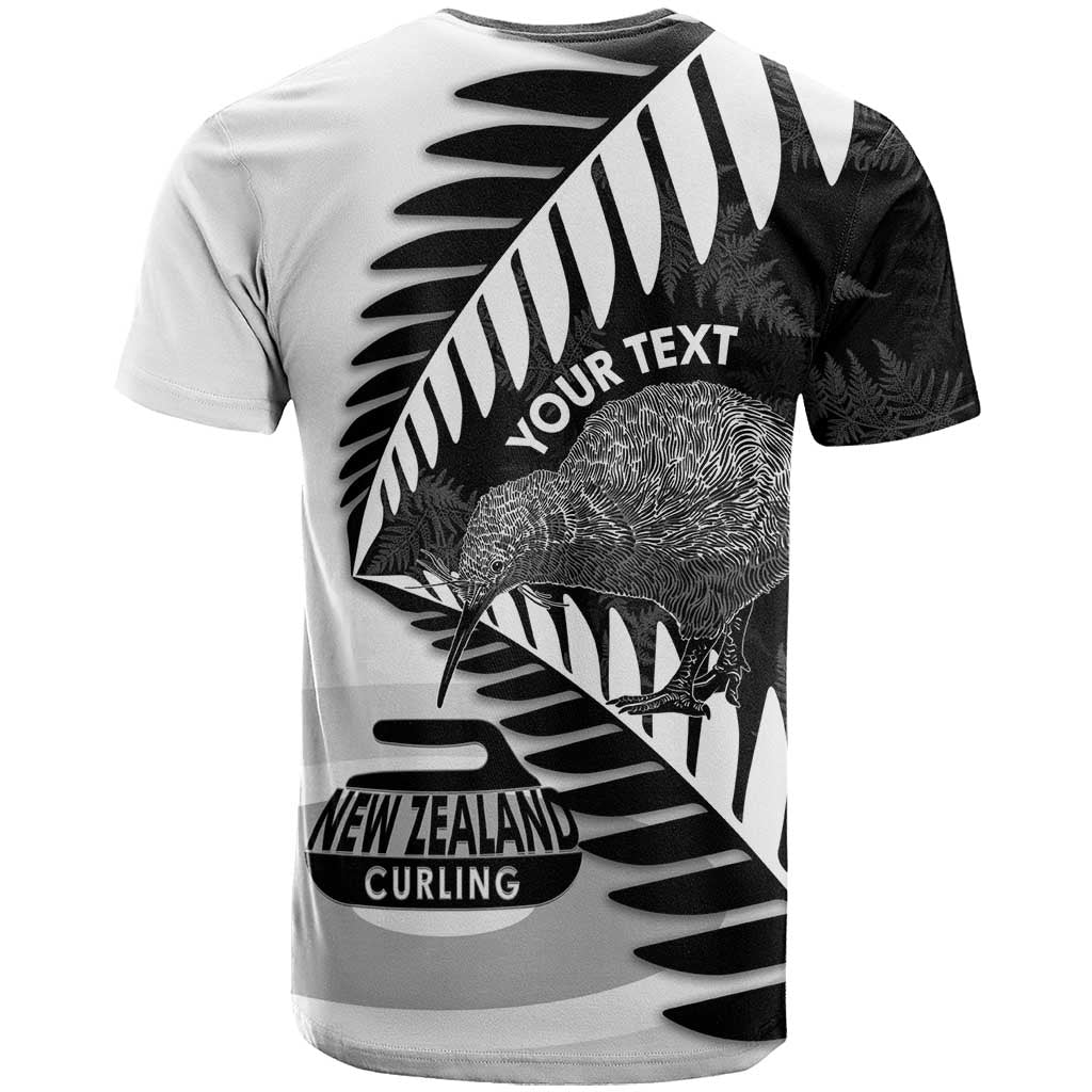 New Zealand Silver Fern Curling Personalised T Shirt Aotearoa Kiwi Ponga Black White Version - Aussie Hoodie