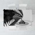 New Zealand Silver Fern Curling Personalised Tablecloth Aotearoa Kiwi Ponga Black White Version - Aussie Hoodie