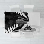 New Zealand Silver Fern Curling Personalised Tablecloth Aotearoa Kiwi Ponga Black White Version - Aussie Hoodie