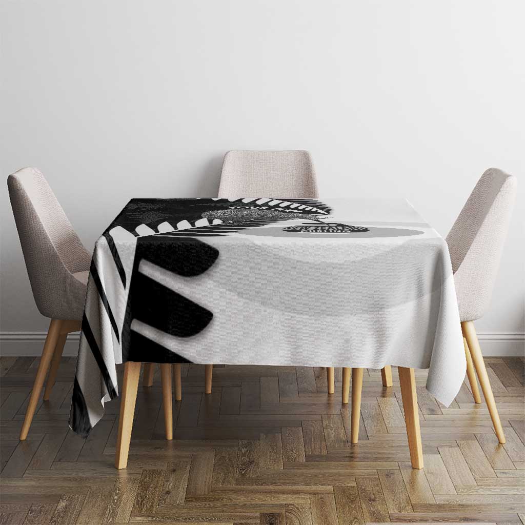 New Zealand Silver Fern Curling Personalised Tablecloth Aotearoa Kiwi Ponga Black White Version - Aussie Hoodie