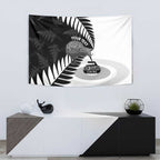 New Zealand Silver Fern Curling Personalised Tapestry Aotearoa Kiwi Ponga Black White Version - Aussie Hoodie