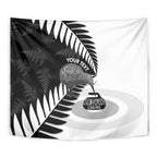 New Zealand Silver Fern Curling Personalised Tapestry Aotearoa Kiwi Ponga Black White Version - Aussie Hoodie
