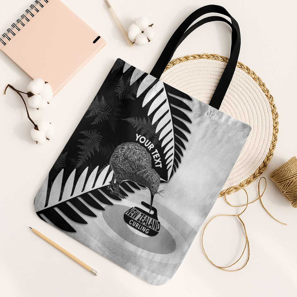 New Zealand Silver Fern Curling Personalised Tote Bag Aotearoa Kiwi Ponga Black White Version - Aussie Hoodie