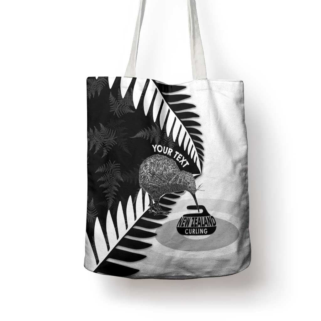 New Zealand Silver Fern Curling Personalised Tote Bag Aotearoa Kiwi Ponga Black White Version - Aussie Hoodie
