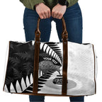New Zealand Silver Fern Curling Personalised Travel Bag Aotearoa Kiwi Ponga Black White Version - Aussie Hoodie