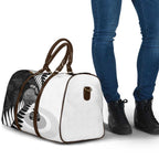 New Zealand Silver Fern Curling Personalised Travel Bag Aotearoa Kiwi Ponga Black White Version - Aussie Hoodie