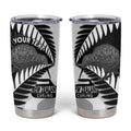 New Zealand Silver Fern Curling Personalised Tumbler Cup Aotearoa Kiwi Ponga Black White Version - Aussie Hoodie