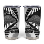 New Zealand Silver Fern Curling Personalised Tumbler Cup Aotearoa Kiwi Ponga Black White Version - Aussie Hoodie