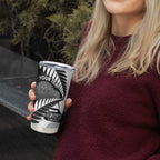 New Zealand Silver Fern Curling Personalised Tumbler Cup Aotearoa Kiwi Ponga Black White Version - Aussie Hoodie