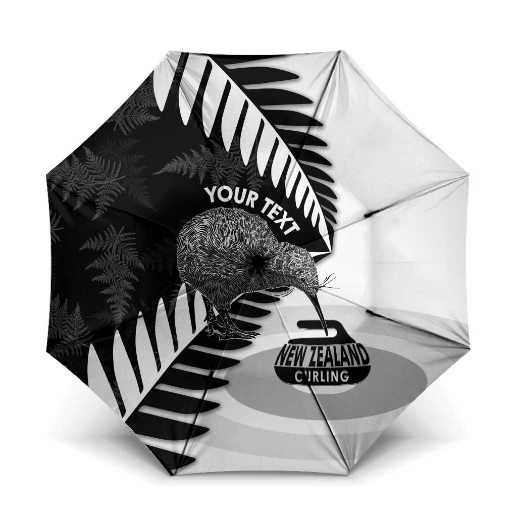 New Zealand Silver Fern Curling Personalised Umbrella Aotearoa Kiwi Ponga Black White Version - Aussie Hoodie