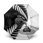New Zealand Silver Fern Curling Personalised Umbrella Aotearoa Kiwi Ponga Black White Version - Aussie Hoodie