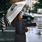 New Zealand Silver Fern Curling Personalised Umbrella Aotearoa Kiwi Ponga Black White Version - Aussie Hoodie