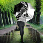 New Zealand Silver Fern Curling Personalised Umbrella Aotearoa Kiwi Ponga Black White Version - Aussie Hoodie